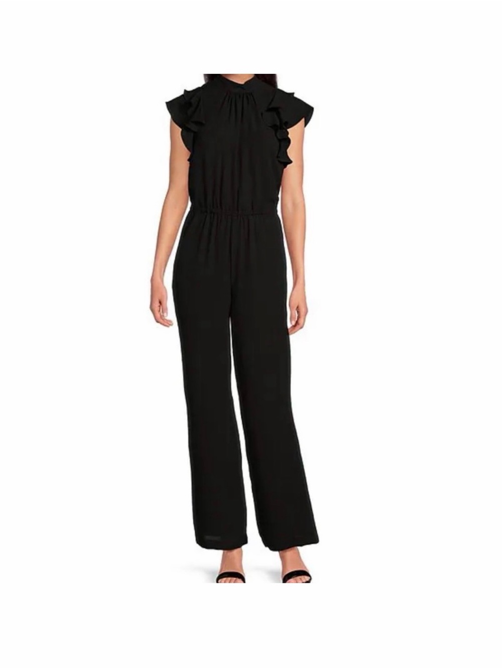 1.State Elegant Black Ruffle-Sleeve Jumpsuit
